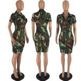 Ladies Fashion Sexy Camouflage Print Dress