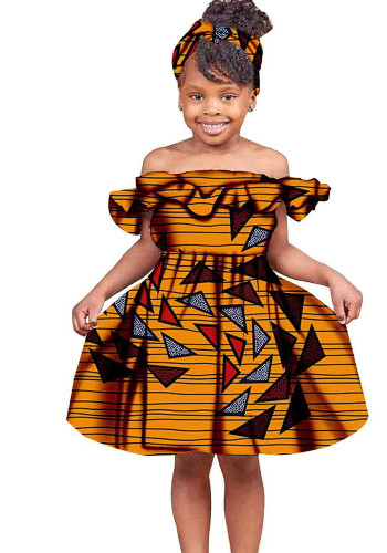 アフリカプリントバティックフルコットン子供用女の子サスペンダースカート
