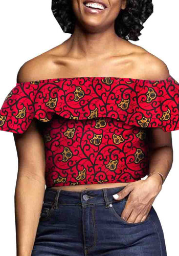 Top stampa batik in cotone da donna di moda etnica africana