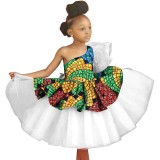 African printed batik full cotton children girls dress