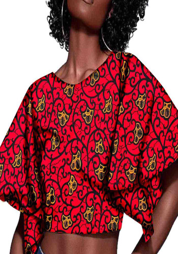 Afrikaans etnisch damestopje met batikprint van volledig katoen