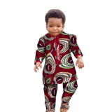 African Ankara Fashion Printed Boys Set Long Sleeve Shirt Pants African Kids Clothes