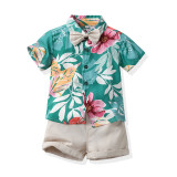 Summer short-sleeved floral shirt boys shorts Casual two-piece children's clothing multi-color beach clothing