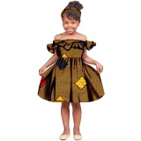 African printed batik full cotton children's girls suspenders skirt
