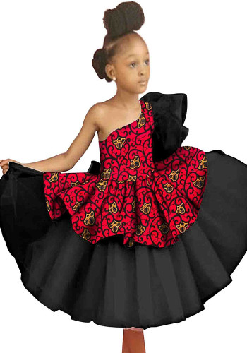 アフリカン プリント バティック フルコットン子供女の子ドレス