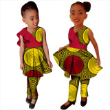 African Ethnic Print Girls Dress and Pants two piece Set