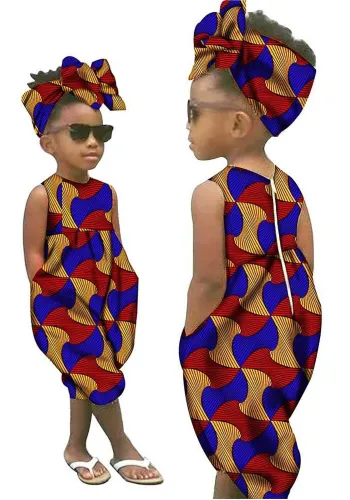 African printed batik full cotton children's clothing Jumpsuit