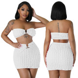Women Sexy Bandeau Top and Skirt Two-Piece Set