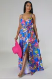 Women French Floral Strap Dress