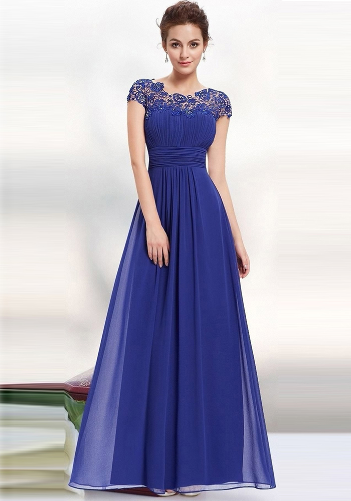 Wholesale Women Elegant Short Sleeve Lace Bridesmaid Evening Dress ...