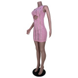 Women Sexy Cutout Sleeveless Round Neck Dress