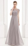 Women Elegant Short Sleeve Lace Bridesmaid Evening Dress