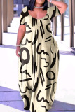 Women'S Classic Print Fashion Short Sleeve Plus Size Loose Maxi Dress Summer Long Dress