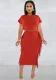 Women Solid Tassel Round Neck Short Sleeve Top and Long Dress Two-Piece Set