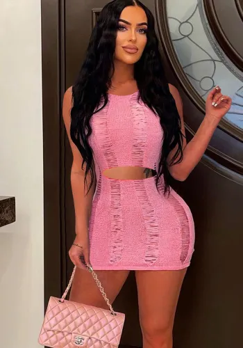 Women Sexy Cutout Sleeveless Round Neck Dress