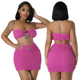 Women Sexy Bandeau Top and Skirt Two-Piece Set