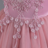 Girls Trendy Evening Dress Birthday Princess Dress Long Mesh Sequin Stage Catwalk Piano Costume
