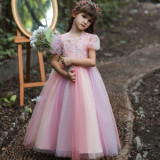 Christmas girl baby birthday catwalk piano performance fluffy yarn children's dress princess dress