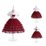 Kids Dress Short Sleeve Cascading Ruffles Dress Girls Mannequin Catwalk Birthday Dress Trendy Girls Princess Dress