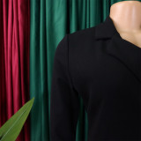 Plus Size Women's Fashion Turndown Collar Fashion Lace-Up Slim Waist Pleated African Dress