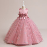 Children's Dress Princess Dress Sleeveless Mesh Puffy Dress Long Dinner Dress Chic Catwalk Costume