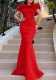 Women's Fashion Summer Solid Color Off Shoulder Mermaid Maxi Evening Dress
