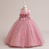 Children's Dress Princess Dress Sleeveless Mesh Puffy Dress Long Dinner Dress Chic Catwalk Costume