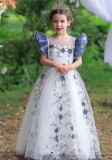 Mädchen besticktes Kleid Prinzessin Kleid Spitze trendiges Laufsteg-Klavierkostüm für kleine Kinder