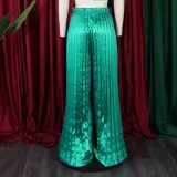 Summer Ladies Solid Color Casual Loose Pleated Wide Leg Pants African Trousers