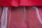 Puff sleeve children's wedding dress princess dress v-neck little girl catwalk mesh performance dress