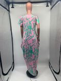 Plus Size Women's Loose Casual Print Maxi Dress