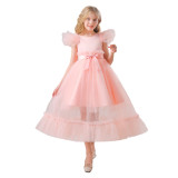 Kinder langes Kleid Rock Puffy Mesh Prinzessin Kleid Mädchen Kindertag Kostüm