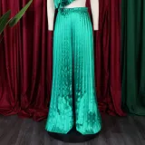 Summer Ladies Solid Color Casual Loose Pleated Wide Leg Pants African Trousers