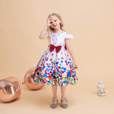 Off Shoulder printed polka dot princess dress Christmas cos clothing children's dress