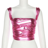 Women's Summer Ladies Nightclub Fashion Sequin Reflective Lace-Up Slim Bodycon Suit