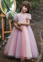 Weihnachten Mädchen Baby Geburtstag Laufsteg Klavieraufführung flauschiges Garn Kinderkleid Prinzessin Kleid