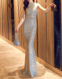 Evening Dress Women Formal Party Chic Elegant Long Sequin Fishtail Slim Fit dress