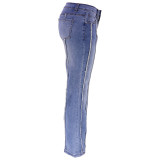 Fashion Jeans Bootcut Ladies Denim Pants Raw Edge Stretch Denim Trousers