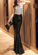 Evening Dress Women Formal Party Chic Elegant Long Sequin Fishtail Slim Fit dress