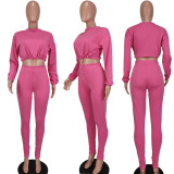 Women's Fashion Casual Open Waist Drawstring Slim Waist Sport Two-Piece pants Set