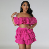 Women's Clothes Spring and Summer Ruffle Elastic Zipper Wrapped Chest Two-piece Shorts Set