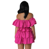 Women's Clothes Spring and Summer Ruffle Elastic Zipper Wrapped Chest Two-piece Shorts Set