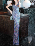 Sequined Evening Dress Long Formal Party Slim Mermaid Elegant Party Gown