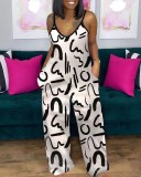 Women's spring and summer street hipster digital printing straight Jumpsuit