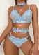sexy lingerie lace belt waist seal neck ring multi-piece bra and panty set