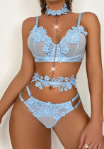 sexy lingerie lace belt waist seal neck ring multi-piece bra and panty set