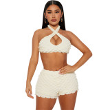 Women's Sexy Fashion Casual Halter Neck Two-Piece Shorts Set Women's Clothing