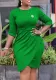 Plus Size Women Elegant Pleated Dress with Brooch