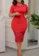 Plus Size Womenlace Patchwork Beaded Bodycon Dress