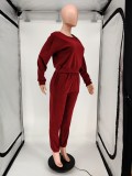 Women's Fall Winter Hoodies Solid Color Two-Piece Set